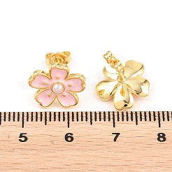 Blume Messing Emaille Ohrstecker&nbsp;EJEW-T051-08A