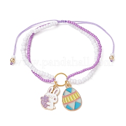 Пасхальные стеклянные бусины плетеные браслеты из бисера BJEW-MZ00150-04