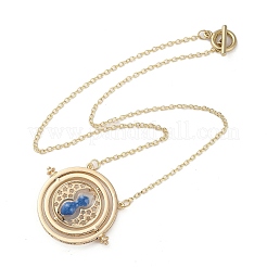 Collane con ciondolo in lega tonda piatta a forma di clessidra ruotata da donna&nbsp;NJEW-G131-01E