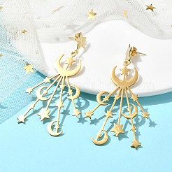 201 серьги-гвоздики из нержавеющей стали с подвесками в виде луны и звезды для женщин&nbsp;EJEW-TA00368