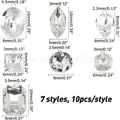 70 шт. 7 стильных кабошона из заостренного стекла k9 со стразами RGLA-CA0001-07