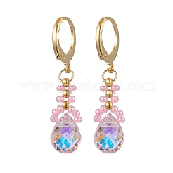 Серьги с заклепками из стеклянных бусин EJEW-MZ00398-02