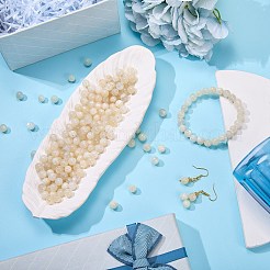 100 Stück natürliche weiße Mondsteinperlen mit starkem dehnbarem elastischem Perlenfaden&nbsp;G-SZ0002-31