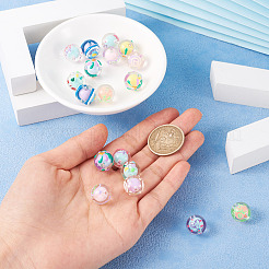 18шт 9 цвета прозрачные акриловые эмалевые бусины TACR-TA0001-15