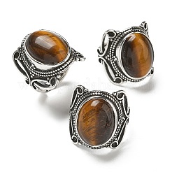 Anillos ajustables de ojo de tigre natural&nbsp;RJEW-I108-02AS-07