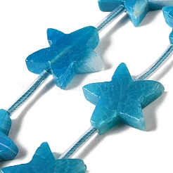 天然石瑪瑙ビーズ連売り  染め  スター  ライトスカイブルー  26x6mm  穴：1mm&nbsp;G-D368-01