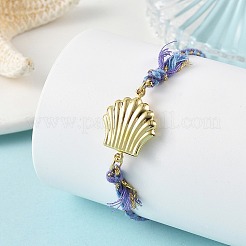 Bracelet coulissant ajustable en cordon métallique tressé en polycoton et acier inoxydable 304&nbsp;BJEW-JB14245-02