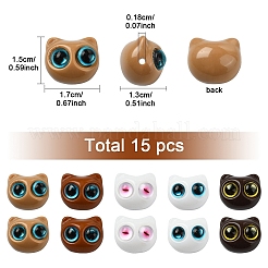 15 шт. 3-х цветный непрозрачный акрил с бусинами из смолы&nbsp;OACR-YW0001-99