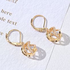 Boucles d'oreilles à levier en laiton avec zircons cubiques transparents à micro pavé&nbsp;KK-CBA4112-09G