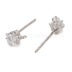ロジウムメッキ 925 スターリングシルバーのイヤースタッドのパーツ  キュービックジルコニア付き  スター  7x5mm  穴：1mm  ピン：12x0.9mm&nbsp;STER-F058-01P-06