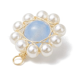 Pendentifs en jade malaisien naturel teinté enveloppés de fil de cuivre&nbsp;PALLOY-JF02926