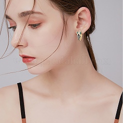 Серьги-кольца со змеей из кубического циркония с эмалью&nbsp;EJEW-SZ0001-87F