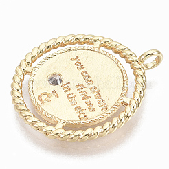 Латунные микропаве прозрачные подвески с фианитом&nbsp;KK-R126-020-NF