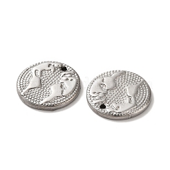 変色しない304ステンレススチールペンダント  フラットラウンドのチャーム  ステンレス鋼色  15x2mm  穴：1.2mm&nbsp;STAS-Q001-14P