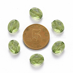 透明なアクリルビーズ  オーバル  黄緑  10x8x5.5mm  穴：1.5mm  約514個/166g&nbsp;LS-TACR-S154-18A-83