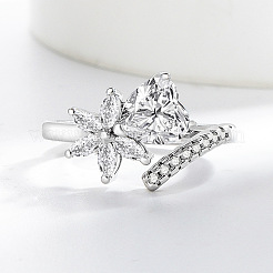 Anillos abiertos de latón con micro pavé de circonita cúbica&nbsp;WGF4155-01