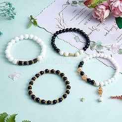 4pcs 4 Stil natürliche malaysia Jade Stretch-Armbänder mit Glasperlen&nbsp;BJEW-SW00105-05