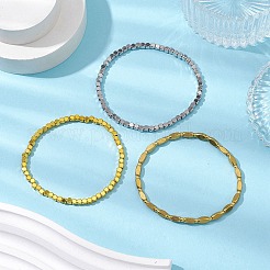 女性用 3スタイル 真鍮ビーズ ストレッチブレスレットセット 3個  プラチナ·ゴールデン  内径：2-1/8インチ（5.5cm）&nbsp;BJEW-JB11049