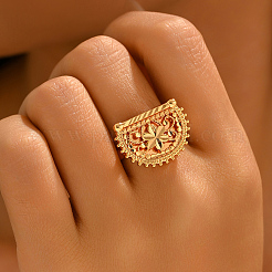 Geometrische Fingerringe aus Messing mit floralem Muster für Damen&nbsp;CO0398