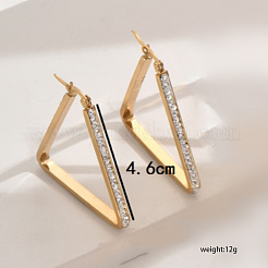 Серьги-кольца из нержавеющей стали 201 с прозрачным кубическим цирконием&nbsp;WU1974