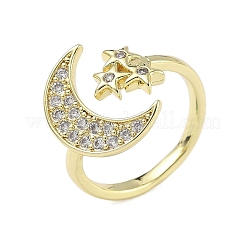 Манжеты из латуни с микро паве кубический цирконий для женщин RJEW-D322-04G