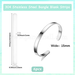 304ステンレス鋼棒  楕円形の長方形  ブレスレットの芯を作るため  ステンレス鋼色  170x15x1mm&nbsp;FIND-WH20015-122B