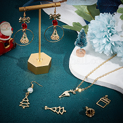 8 шт. 4 подвески в рождественском стиле из латуни с микропаве из прозрачного кубического циркония ZIRC-CN0001-03