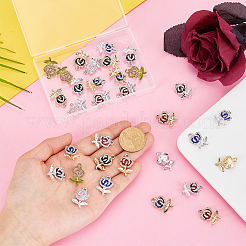 32 шт. подвески из двухцветного сплава со стразами. подвески-цветы&nbsp;FIND-PH0027-15