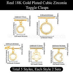 10 Stück 5 Stile Messing Micro Pave klare Zirkonia Knebelverschlüsse&nbsp;KK-BBC0025-26