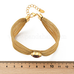 304 нержавеющая сталь кубический циркон кабель цепи браслеты для женщин&nbsp;BJEW-V013-01G