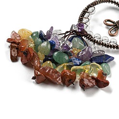 Búho de latón envuelto en alambre y decoración colgante de cristal de cuarzo natural&nbsp;HJEW-C006-01A