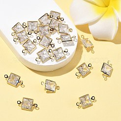 Messing Pavé klar Zirkonia quadratische Verbindungsstück Charms&nbsp;XGRQ2O493-447G