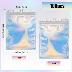 100 шт. прямоугольные пластиковые блестящие голографические пакеты с застежкой-молнией&nbsp;OPP-SP0001-03B