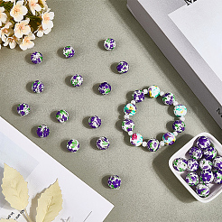 30 pièce de perles focales en silicone rondes imprimées avec un motif floral&nbsp;SIL-SC0002-84J