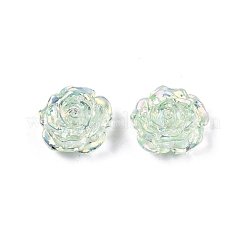 透明な腹筋プラスチック ビーズ  片穴  花  淡緑色  15x16x6.5mm  穴：1.2mm&nbsp;KY-G019-01K