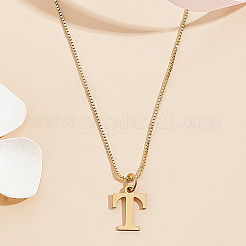 1 pz 304 collane con ciondolo a forma di lettera in acciaio inossidabile&nbsp;NJEW-LP0001-38T-G