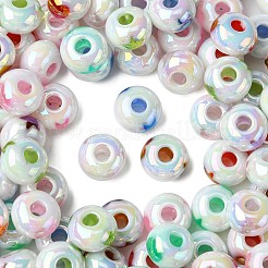 100 pièce de perles acryliques arc-en-ciel plaquées UV&nbsp;PACR-CJ0001-35