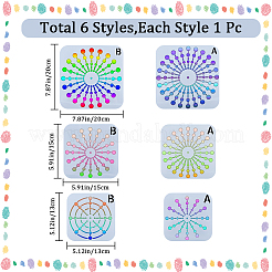 6 plantilla de pintura plástica con diseño de mandala y flores&nbsp;DIY-GF0007-88