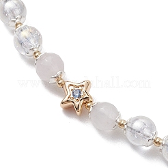 Браслеты с круглыми звеньями из натурального селенита и стеклянных бусин диаметром 6 мм BJEW-JB10359