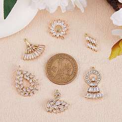 6шт 6 стиля латунные микропаве прозрачные подвески с кубическим цирконием&nbsp;KK-SZ0005-43