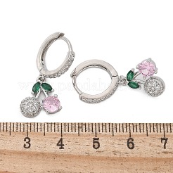 Латунные микро проложить серьги обруча кубического циркония EJEW-R016-15P