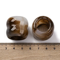 ツートンの不透明アクリルビーズ  溝付き柱  ココナッツブラウン  25x27mm  穴：16mm&nbsp;OACR-Z025-01E