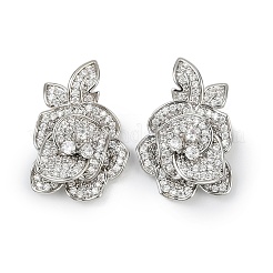 Серьги-гвоздики из латуни с микро-паве и прозрачным фианитом EJEW-K308-08P