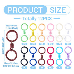 12 шт. 12-х цветные застежки с пружинным затвором из сплава FIND-TA0008-03