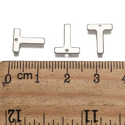 変色しにくい304ステンレススチールの文字チャーム  文字.t  11x9x0.5mm  穴：1mm&nbsp;LS-X-STAS-O072-T