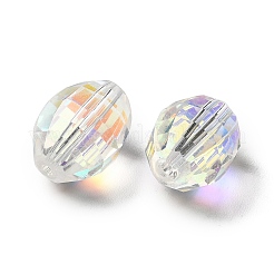 ガラス k9 ガラス  模造オーストリアクリスタルビーズ  多面カット  オーバル  クリアAB  13x9.5x10mm  穴：1.4mm&nbsp;GLAA-H024-02C