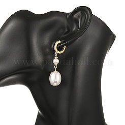 Ovale Ohrhänger mit Muschelperlen&nbsp;EJEW-JE07361-01