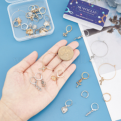 2 комплект из 2-х цветных серег-колец из сплава с подвесками в виде глаз EJEW-SC0001-31