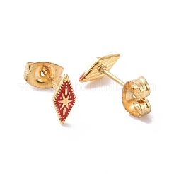 Boucles d'oreilles à tige en forme de losange en émail avec étoile et épingles en acier inoxydable chirurgical 316L&nbsp;EJEW-P204-02G-05
