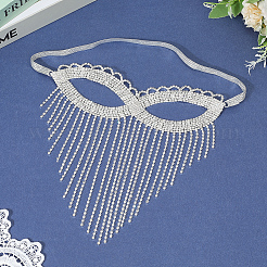 Maschera per gli occhi per il viso con nappa a catena di strass in lega per le donne&nbsp;AJEW-WH20006-209P